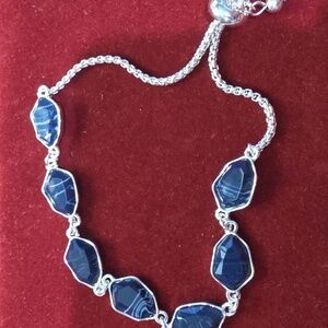 Elegant Silver and Blue Gemstone Bracelet